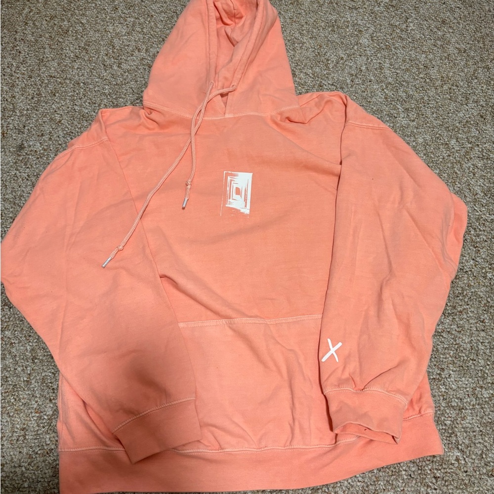 Louis Tomlinson Salmon Color Hoodie with White Logo